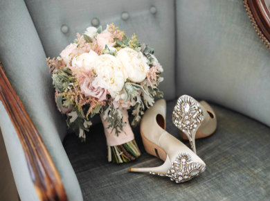 Bridal Bouquet with Wedding Heels