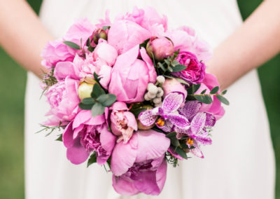 Pink Peony, Orchid and Rose Bridal Bouquet